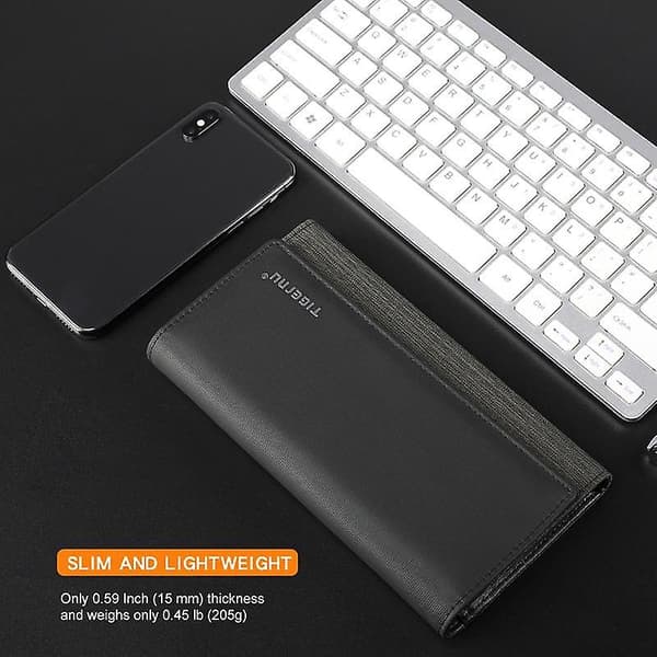 Plånbok för män Oxford Cloth Lång Bifold Checkbook Pengar Myntficka