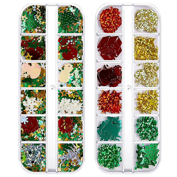 Färgade paljetter Nails Art, Glitters Thin Paillette Flakes Stickers, Christmas Nail Decals style 2