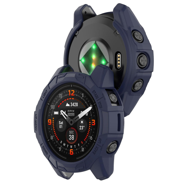 Skyddande fodral för Garmin epix Pro (Gen 2) 42mm /Fenix 7S Pro/7S, mjuk TPU ihålig ram Midnight Blue