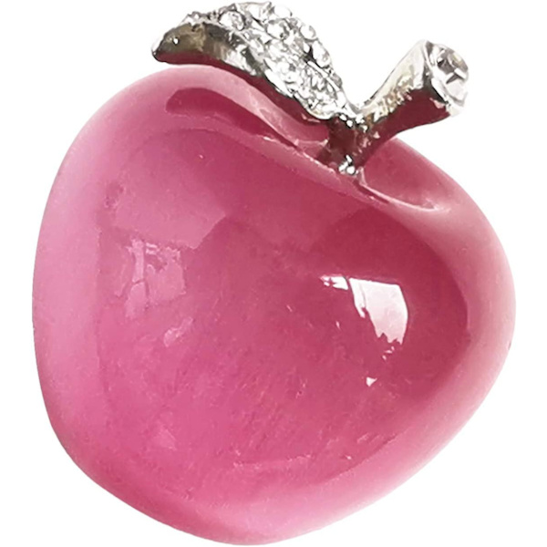 1 st rosa kattöga sten äpple kristaller och helande stenar figurer samlarobjekt, 1,18 tum rumsdekor juldekorationer kontorsgåvor