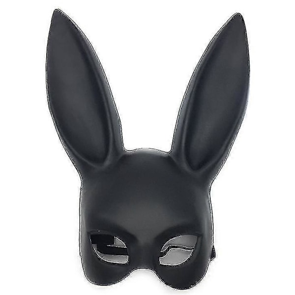 Kaninmask Maskerad Kaninmask Kvinna Sexig Svart Långa Öron Kanin Bunny Party Black2