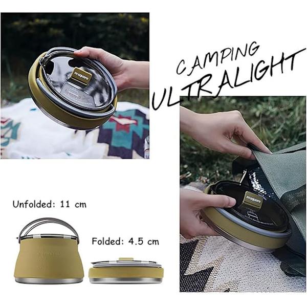 1 Liter Vikbar Campingkokare Bärbar Resekokare Vikbar Silikonkaffekanna Tekanna för Utomhusvandring Resa Fiske Ryggsäcksturer Bilresor