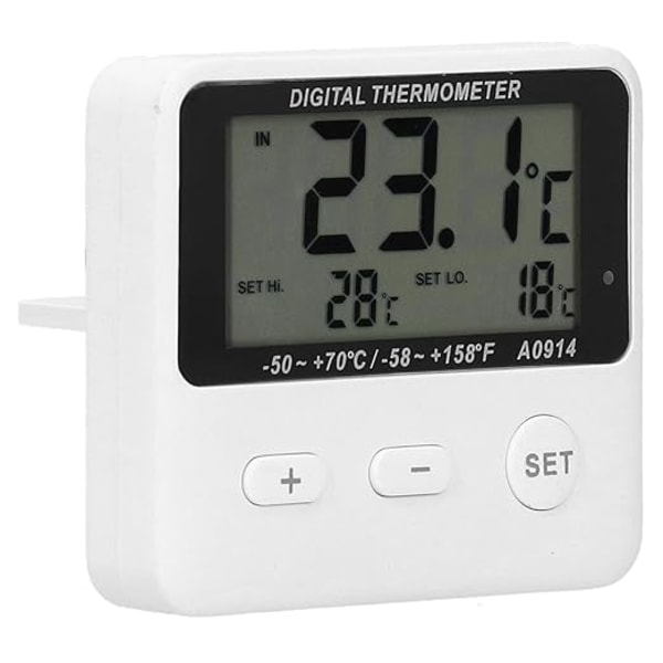 Walfront Digital Frys Thermometer Batteridriven Universal Kylskåpstemperaturmätare Alarmkonsol med Sonda