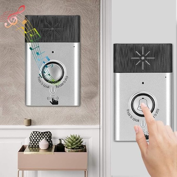 Smart Trådlös Röst Dörrklocka, Tvåvägs Röst Intercom för Hem och Kontor Lång Distans Hög och Klar Röst Hem Säkerhet Enkel Installation, Vit