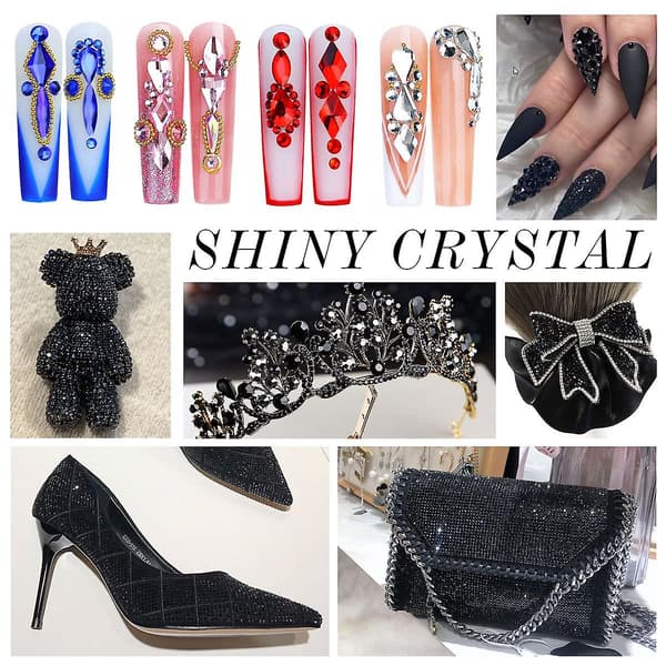 Krystall Runde Neglekunst Flat Backs Rhinestones Edelstener black