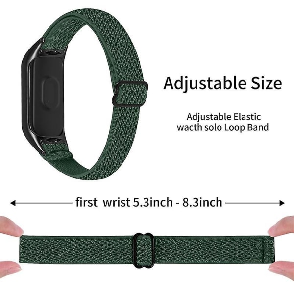 Stretchig nylon anti-scratch justerbar handledsrem för Xiaomi Mi Band 3/4, med svart klockram Army Green