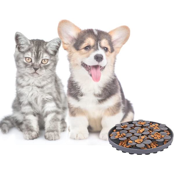 Antiglupsk hundskål, långsam matare för husdjur katt/hund mjuk silikon gummi söt blomma form