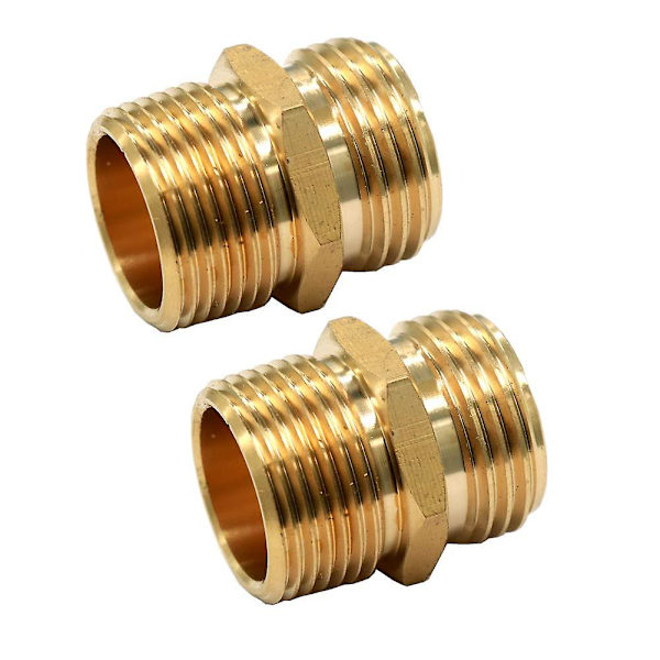 Messing Havevandslangefitting - Ght Han til Npt Han-stik (2 stk., 3/4?