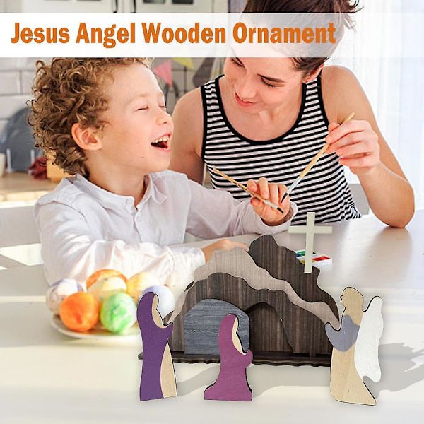 Påske Oppstandelsesscene Sett Påsketrepynt Religiøs