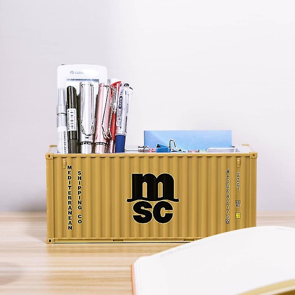 20ft Mini Skibscontainer Model Legetøj Cargo Container Maritimo Die-Cast Container Skibsboks Penholder Kontorgaver Tilpasset Logo MSC 30 Pen holder