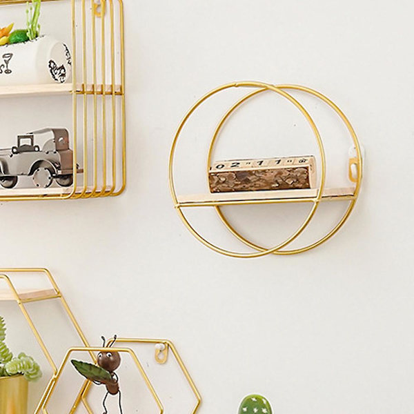 Flytande hyllor Väggmonterade hängande hyllor för väggdekor, förvaring | Metallfäste och träväggshylla för vardagsrum, sovrum, badrum, kök Style 1