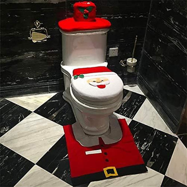 Sæt med 3 juledekorationer til toiletlåg, bademåtte, julekonturmåtte