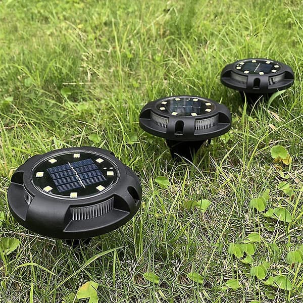 Solcelle Gulvlamper 4 Pakke Med 12 LED Solcelle Disklamper Havebelysning Til Gårdhave Plæne Stier Warm light * color light