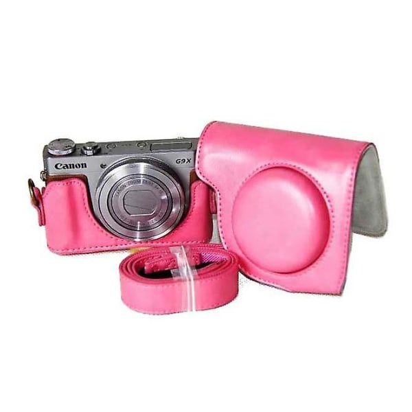 PU läderkamera case + rem för Canon PowerShot G9 X/S110/S120 digitalkameror Rose