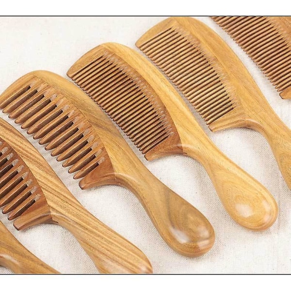 (fin tandkam) Handgjorda hårkammar i naturligt sandelträ Antistatisk sandelträdoft Träflossande kam
