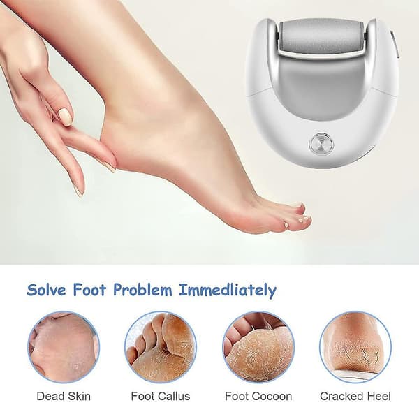 Fotfil Corn Callus Remover, bärbar elektronisk exfoliator för död hud, pedikyrverktyg White