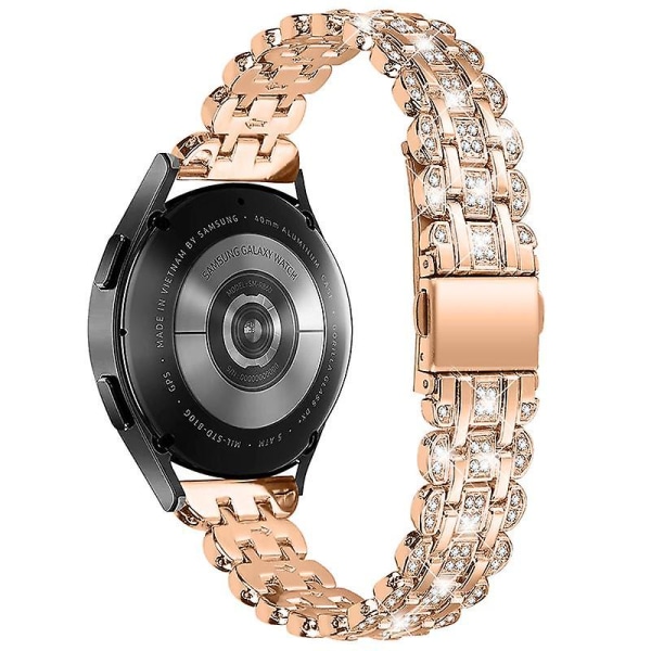 20 mm udskiftelig urrem i rustfrit stål til Samsung Galaxy Watch3 41 mm/Watch 42 mm med rhinsten Rose Gold