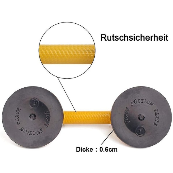 2 x Dubbla sugkoppar i aluminium för glas 2x 100 kg kapacitet 120 mm gul