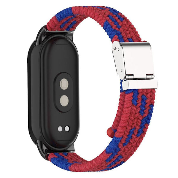 För Xiaomi Smart Band 8 flätad nylon klockarmband justerbart spänne elastiskt band Red Blue