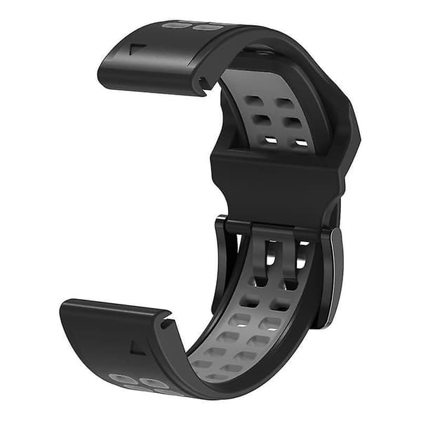 Dual Farve Urrem Til Garmin Fenix 7X/6X/5X Blød Silikone Urrem, Rustfrit Stål Spænde Black Grey