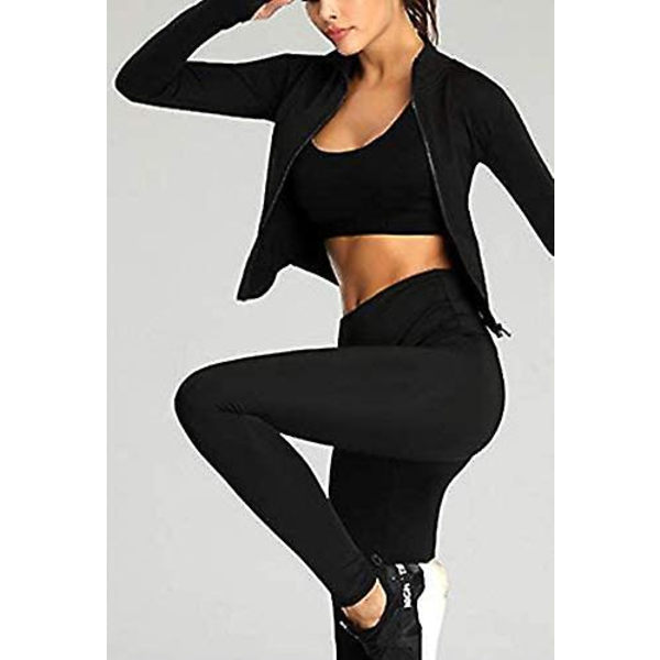 Lett Dame Full Glidelås Løpejakke Trenings Slim Fit Yoga Sportsklær Med Tommelhull XS