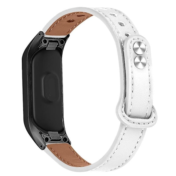 Blød urrem i okselæder til Samsung Galaxy Fit SM-R370, dobbelt nitterem, sort stik White
