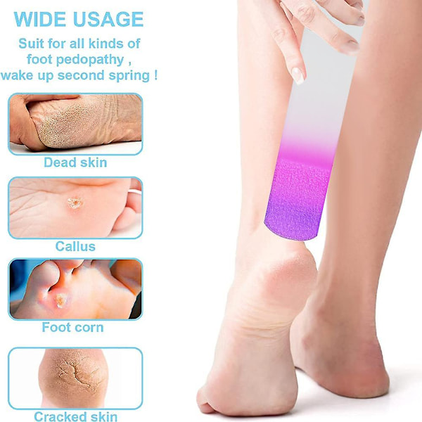 2 stk. Glasfodfil Pedicure Rasp Død Hud Fjerner Hård Hud Knyster Grov Hård Hud Fjerner 2pcs two-color glass foot file