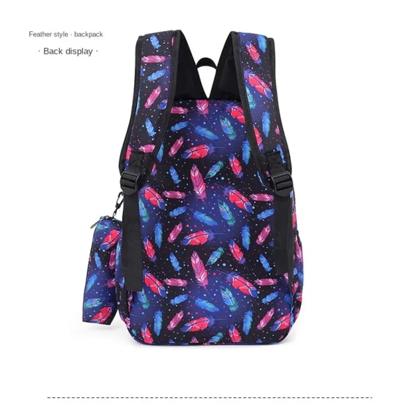 3 st söta tecknade tryckta ryggsäckar med crossbody väska och pennväska set, pojkar och flickor mode casual preppy backapack turkos
