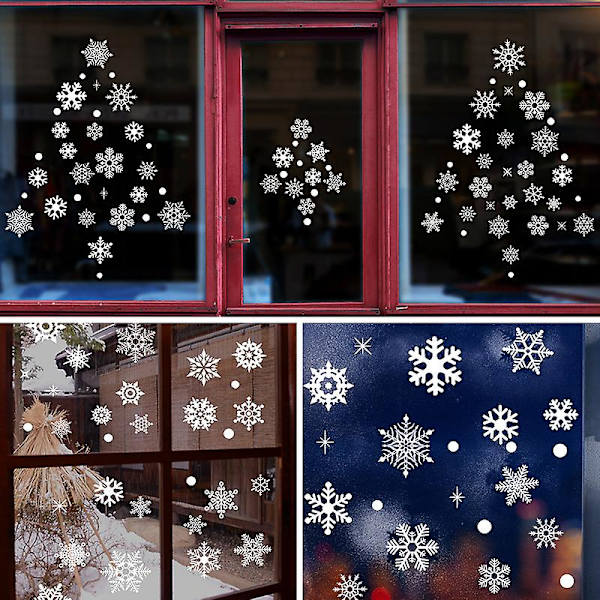Återanvändbara vita snöflingor snöflingor fönsterdekaler för glasdekoration festtillbehör