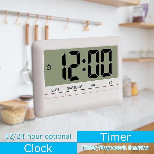 FJ1507 Multifunktionell magnetisk väckarklocka timer stor digital display klocka smal väckarklocka Black