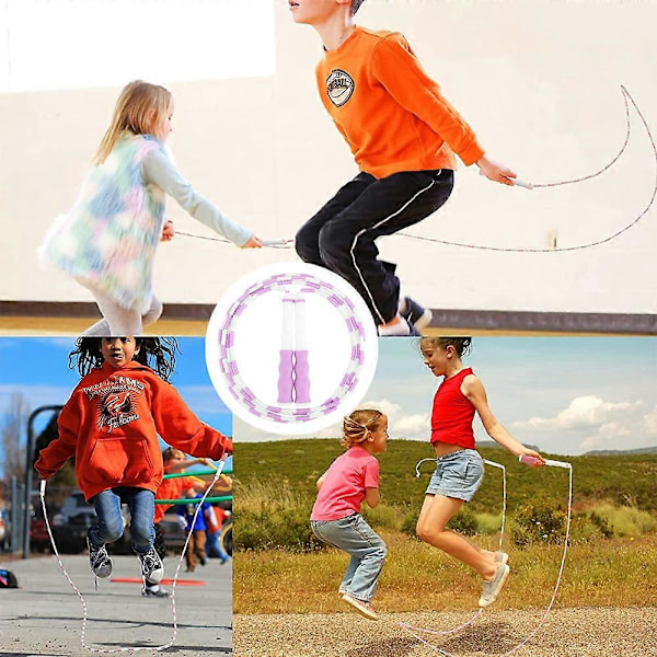Perlebesat Børne Træningssjippetov - Segmenteret Sjippetov til Børn - Holdbare Brudsikre Udendørs Perler purple