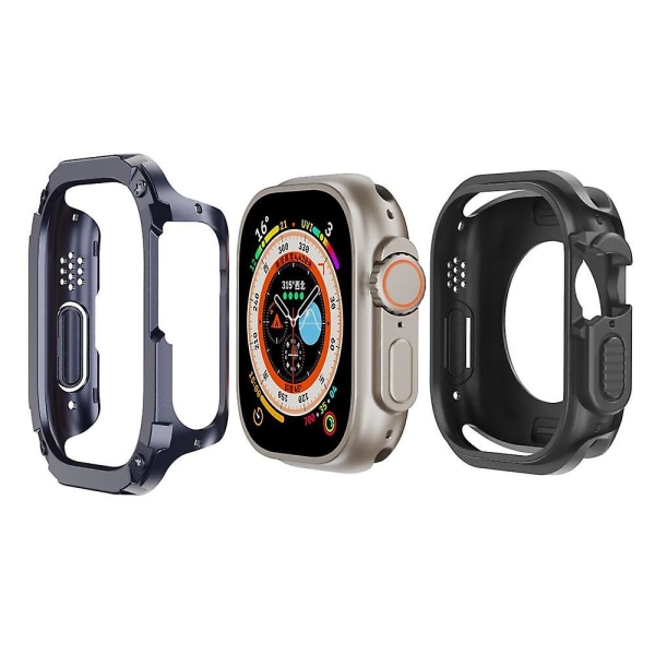 Klockfodral för Apple Watch Series 8 7 41mm/Series 6 5 4 SE (2022) SE 40mm TPU+PC Stöttålig Ram Midnight Blue