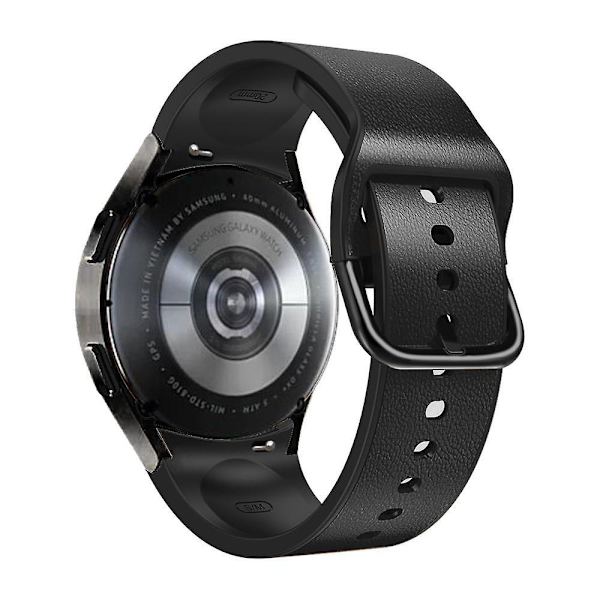 Samsung Galaxy Watch 4/5/6 40/44mm / 5 Pro 45mm Pikakiinnitteinen Pehmeä Nahkapäällysteinen Kellonranneke Black