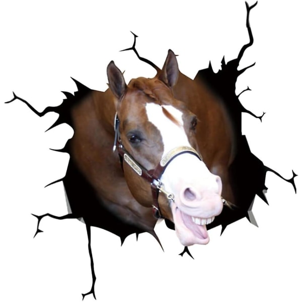 Funny Crack Bildekal, 4st 3d söta flera stilar Hästbildekaler Roliga djurbilsfönsterdekal Simulering Animal Crack-dekal, 30 X 30 cm