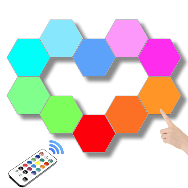 Hexagonal vägglampa Modular Touch Sensitive Lights Creative Geometry Assembly Led Hexagon Lights Lämplig för Iving Room, sovrum, gör det själv älskare, presenter (
