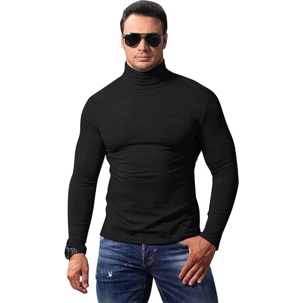 Herre Rullekrave Trøje Revers Pullover Ensfarvede Sweatre Strik Bomuld Uld