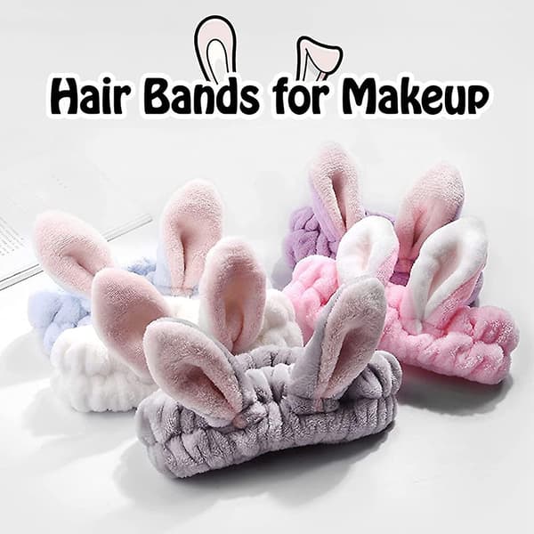 3 stk. Hårbånd Makeup Spa Kanin Pandebånd Blødt Elastisk Hår Wrap Til Kvinder Piger Vask