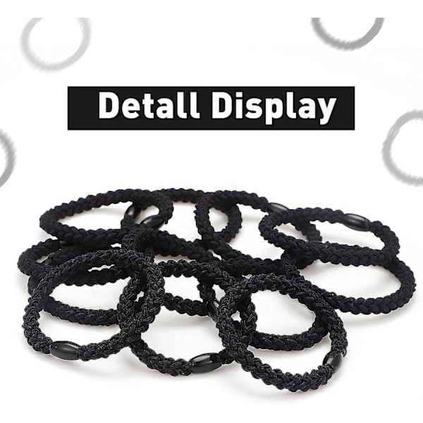 12 st bomullshårband flätade hårband elastiska hårband rep flätade Black