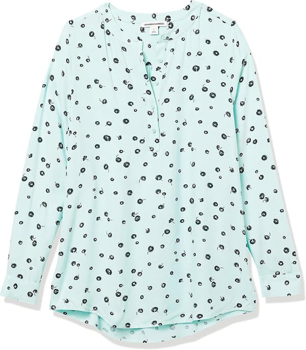 Langærmet vævet bluse til kvinder Style 1 XS