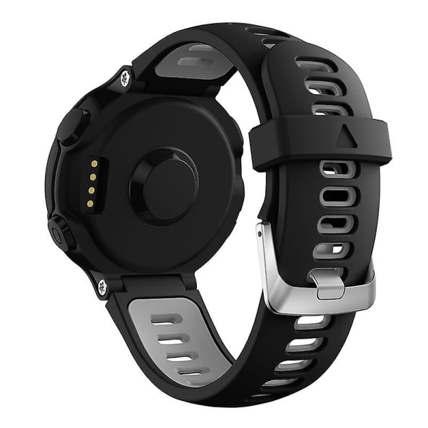 22mm Silikonklockarmband för Garmin Forerunner 235/230/620/630/220/735/735XT, Silver Spänne Black  Grey