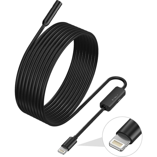 Iphone-endoskop, 7,9 mm linsinspektionskamera för Iphone&ipad, 5 meter halvstyv kabel boreskop Ios Ip68 vattentät med 8 LED-lampor, kompatibel