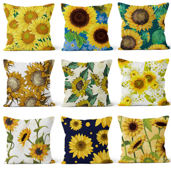 40x40cm Forår og sommer Solsikke lille frisk mønster pyntepude moderne enkel boligindretningspude bilryg firkantet pude A 2pcs pillowcasepillowcase