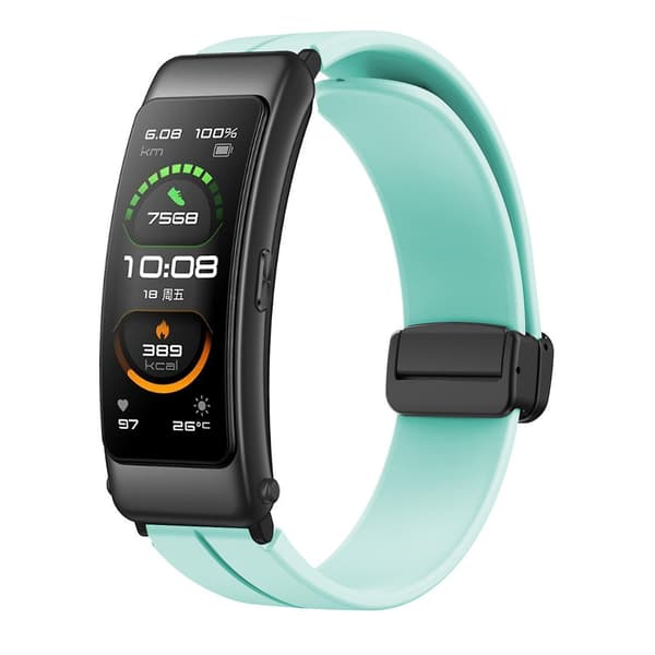 För Keep B4/Huawei Watch Fit Mini 16mm Silikonband Ersättningsarmband, Svart Fällbart Spänne Light Green