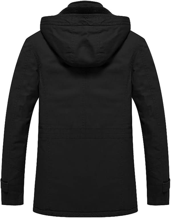 Herrjacka - Casual vinterbomullsjacka Militärjacka Tjock huvtröja Cargojacka Black L