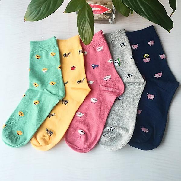 5 paria naisten söpöjä sukkia Kawaii kissa koira eläinkuvio puuvilla talvisukka