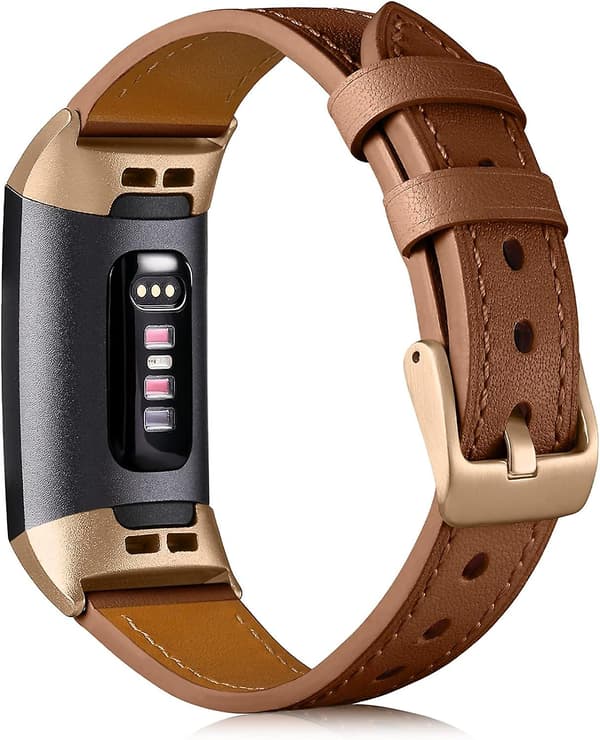 Lærreim for Fitbit Charge 4/Charge 3 - Erstatningsarmbånd