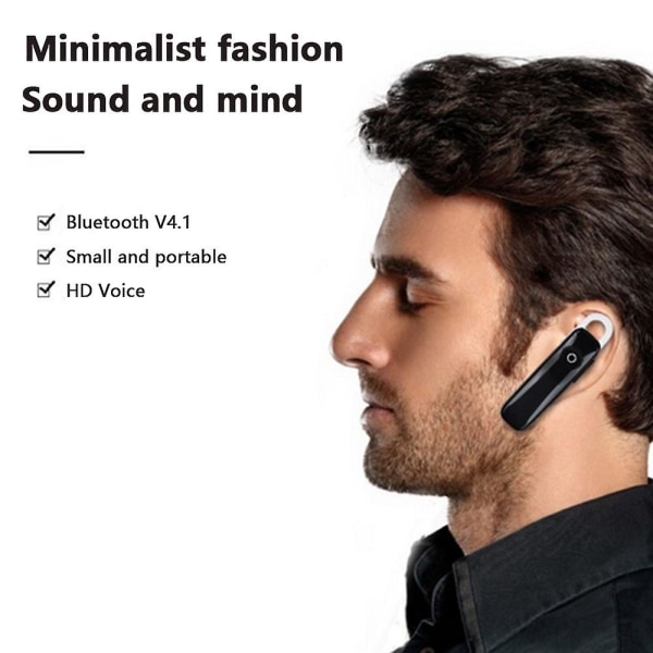 Bluetooth Headset Trådlösa mobiltelefoner Öronsnäcka V4.1 med mikrofonbrusreducerande handsfree hörlurar för bilkörning Kompatibel med Iphone Android Alla Sma Black