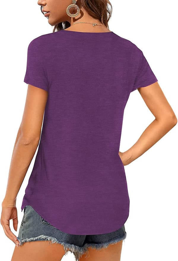 Womens Casual Tunic Tops Short/long Sleeve V Neck Tshirts Plain Basic Longline