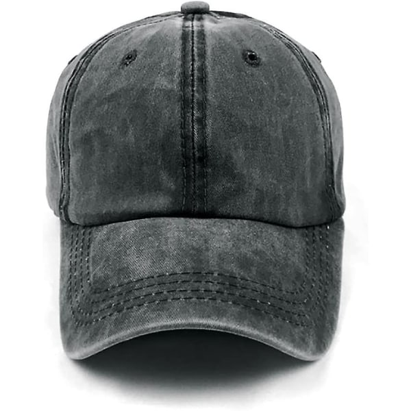 Klassisk Unisex Baseball Cap Justerbar Vasket Farvet Bomuldshat