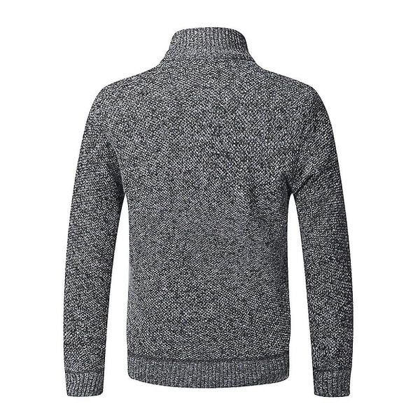 Herre Vinter Varm Langærmet Ensfarvet Lynlås Strikket Cardigan Casual Jumper Topfrakker Dark Grey L